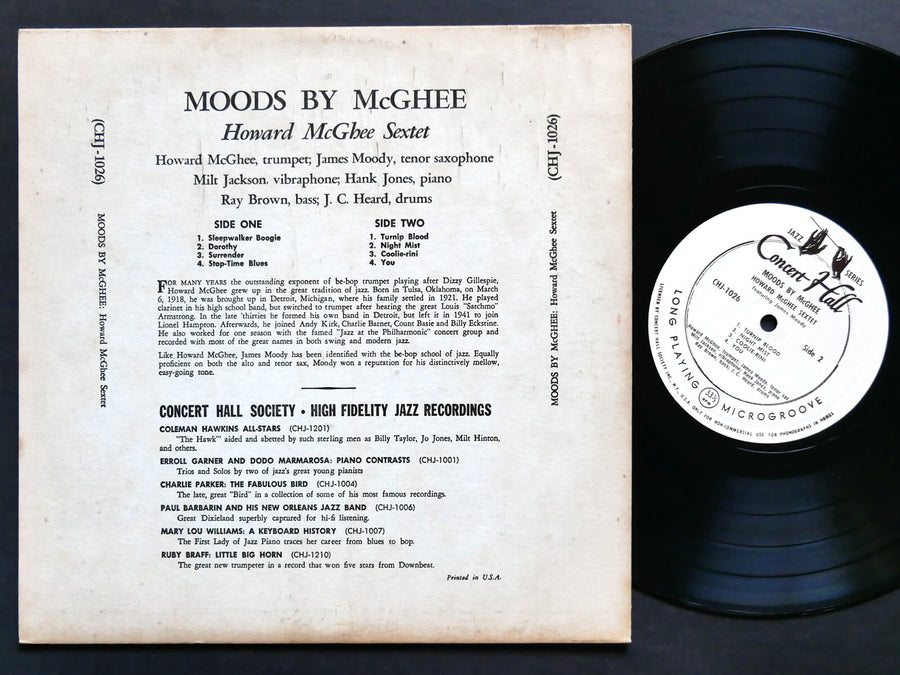 HOWARD MCGHEE JAMES MOODY Moods By McGhee LP CONCERT HALL SOCIETY CHJ-1026 MONO