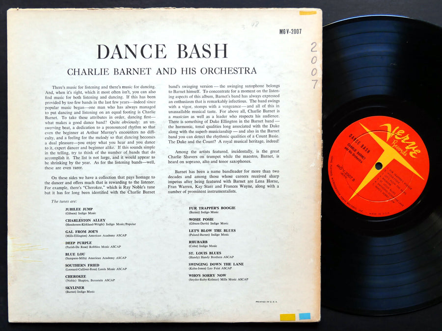 CHARLIE BARNET And His Orchestra Dance Bash LP VERVE MG V-2007 US 1956 DG MONO