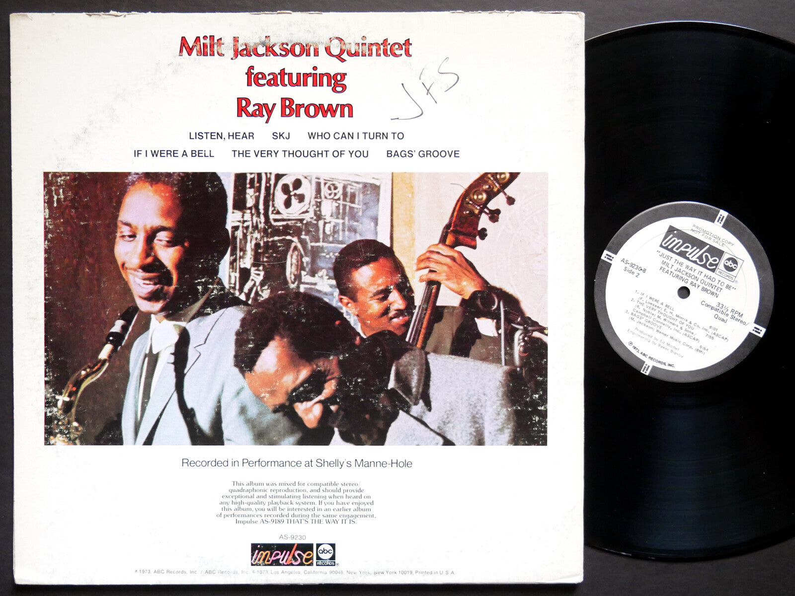 MILT JACKSON Quintet RAY BROWN Just The Way It Had To Be LP IMPULSE! AS-9230