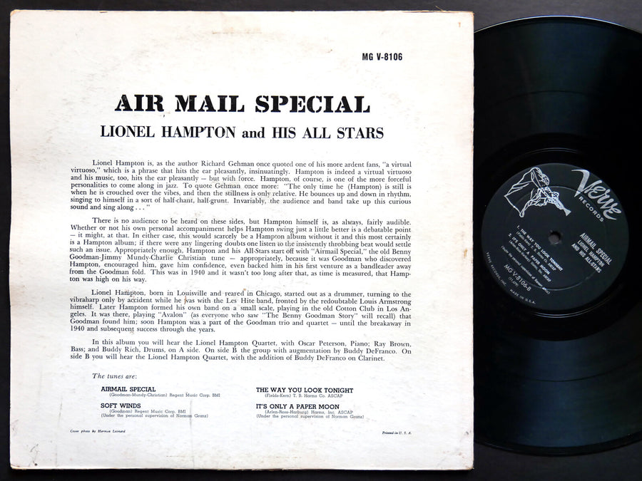 LIONEL HAMPTON Air Mail Special LP VERVE RECORDS MGV-8106 DG MONO Oscar Peterson
