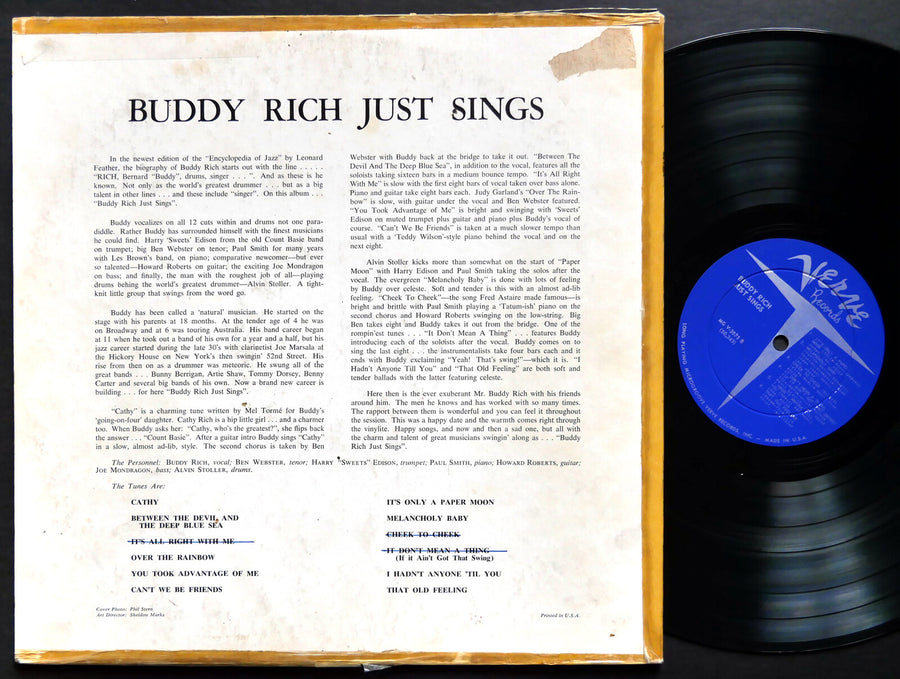 BUDDY RICH Just Sings LP VERVE MGV-2075 US 1957 DG MONO Harry Edison Ben Webster