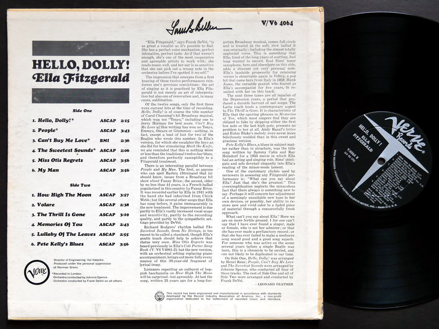 ELLA FITZGERALD Hello, Dolly! LP VERVE RECORDS V-4064 US 1964 DG MONO VOCAL JAZZ
