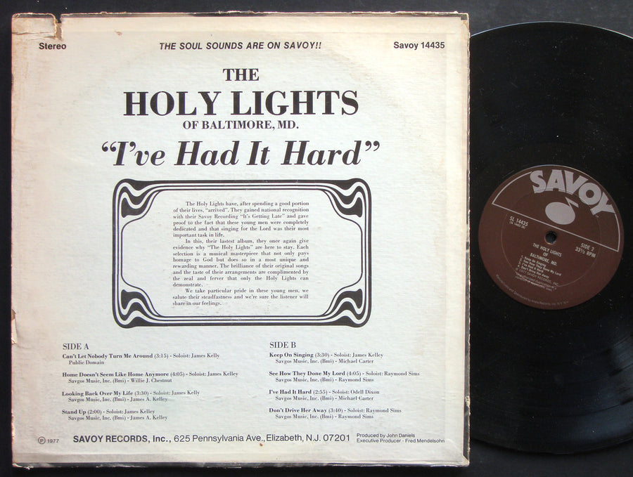 THE HOLY LIGHTS I've Had It Hard LP SAVOY RECORDS SL 14435 US 1977 Soul Gospel