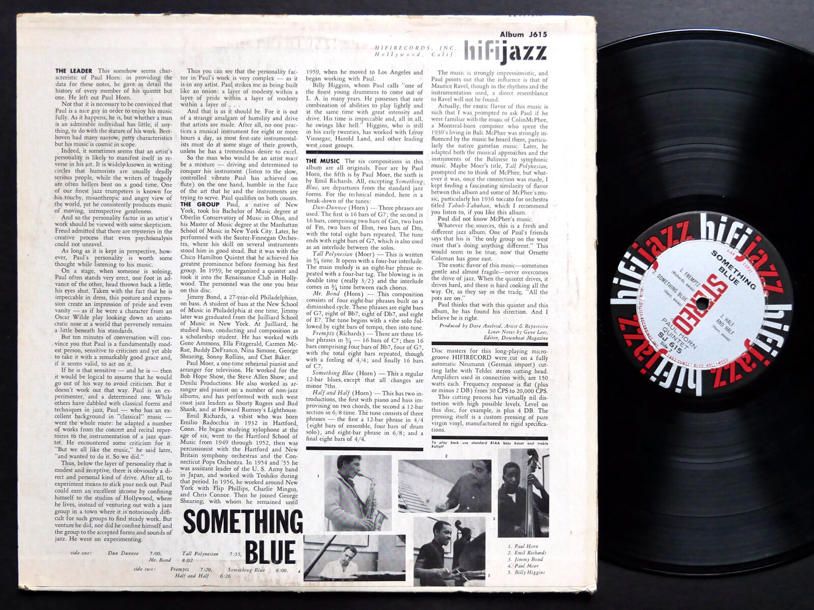 PAUL HORN Quintet Something Blue LP HIFI JAZZ SJ-615 US 1960 ST David Axelrod