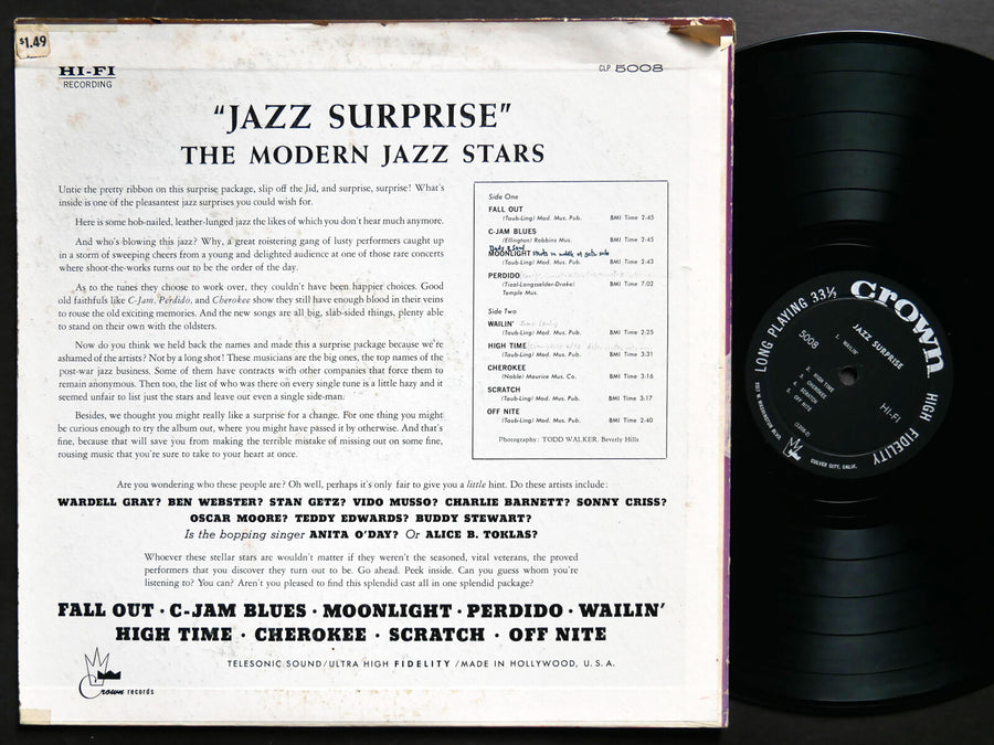 MODERN JAZZ STARS Jazz Surprise LP CROWN CLP 5008 Dexter Gordon Howard McGhee