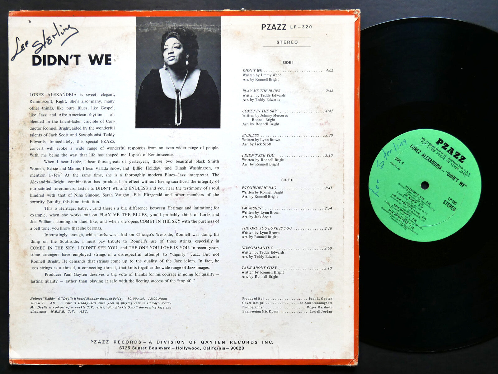 LOREZ ALEXANDRIA Didn't We LP PZAZZ RECORDS LP-320 Orig US 1968 Vocal Soul Jazz