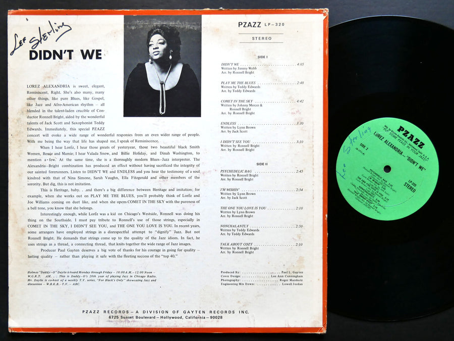 LOREZ ALEXANDRIA Didn't We LP PZAZZ RECORDS LP-320 Orig US 1968 Vocal Soul Jazz