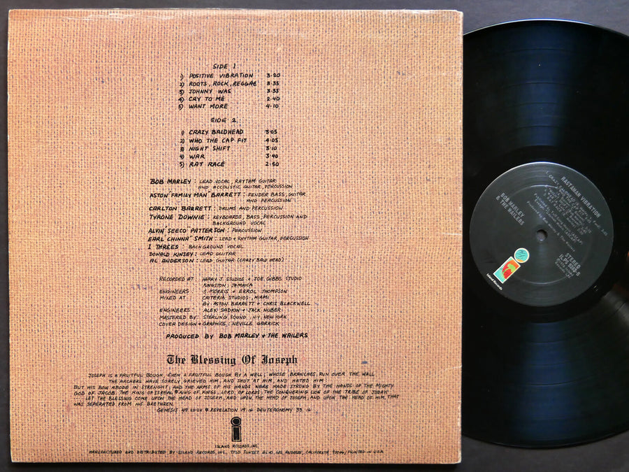 BOB MARLEY & THE WAILERS Rastaman Vibration LP ISLAND ILPS 9383 US 1976 Reggae
