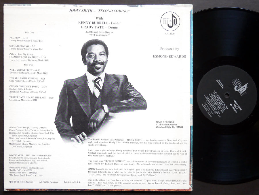 JIMMY SMITH KENNY BURRELL GRADY TATE Second Coming LP MOJO MJ-12830 US 1981 JAZZ