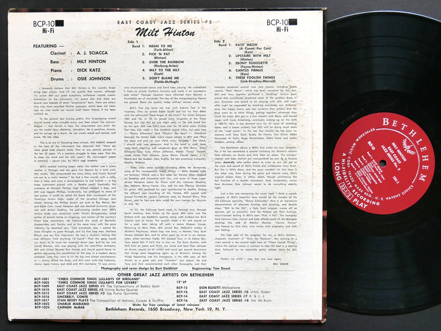 MILT HINTON East Coast Jazz/5 LP BETHLEHEM RECORDS BCP-10 US 1956 DG MONO