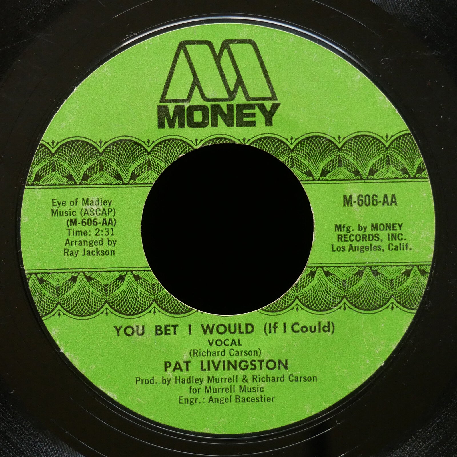 PAT LIVINGSTON You Bet I Would (If I Could) 45 MONEY RECORDS M-606 US 1973 Soul