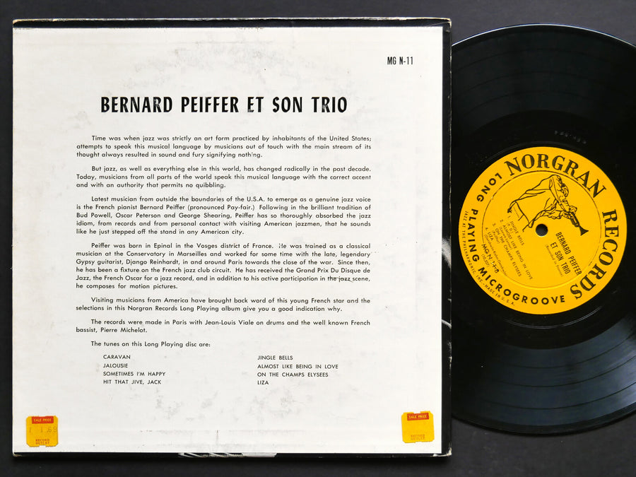 BERNARD PEIFFER Et Son Trio 10" LP NORGRAN RECORDS MG N-11 US 1954 DG MONO JAZZ