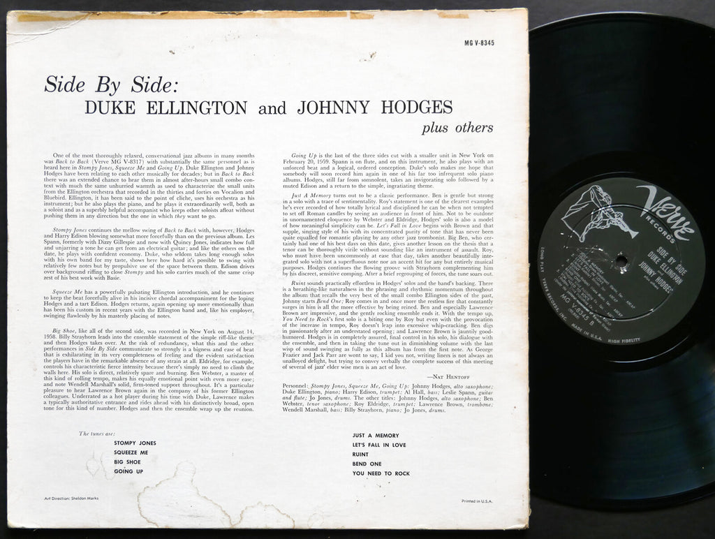 DUKE ELLINGTON JOHNNY HODGES Side By Side LP VERVE MG V-8345 US 1960 DG MONO