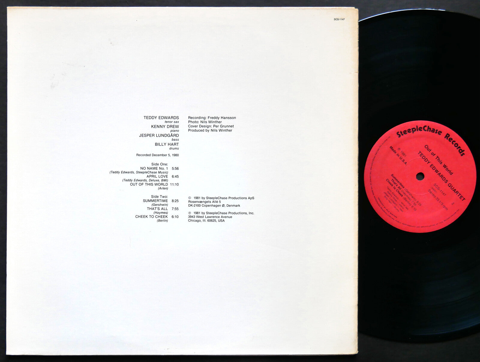 TEDDY EDWARDS Quartet Out Of This World LP STEEPLECHASE SCS 1147 JAZZ Kenny Drew