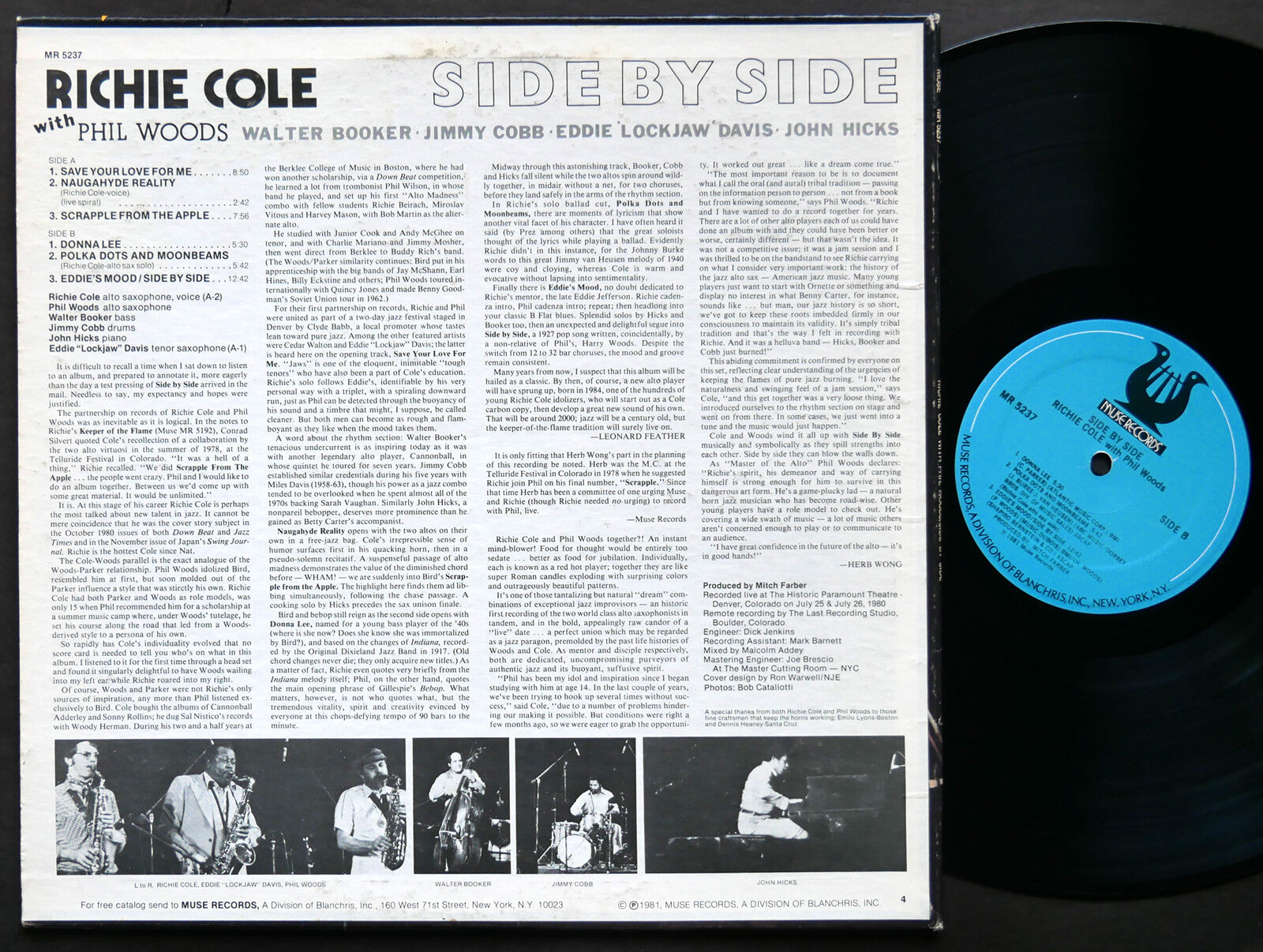 RICHIE COLE PHIL WOODS Side By Side LP MUSE RECORDIS MR 5237 US 1981 Jimmy Cobb