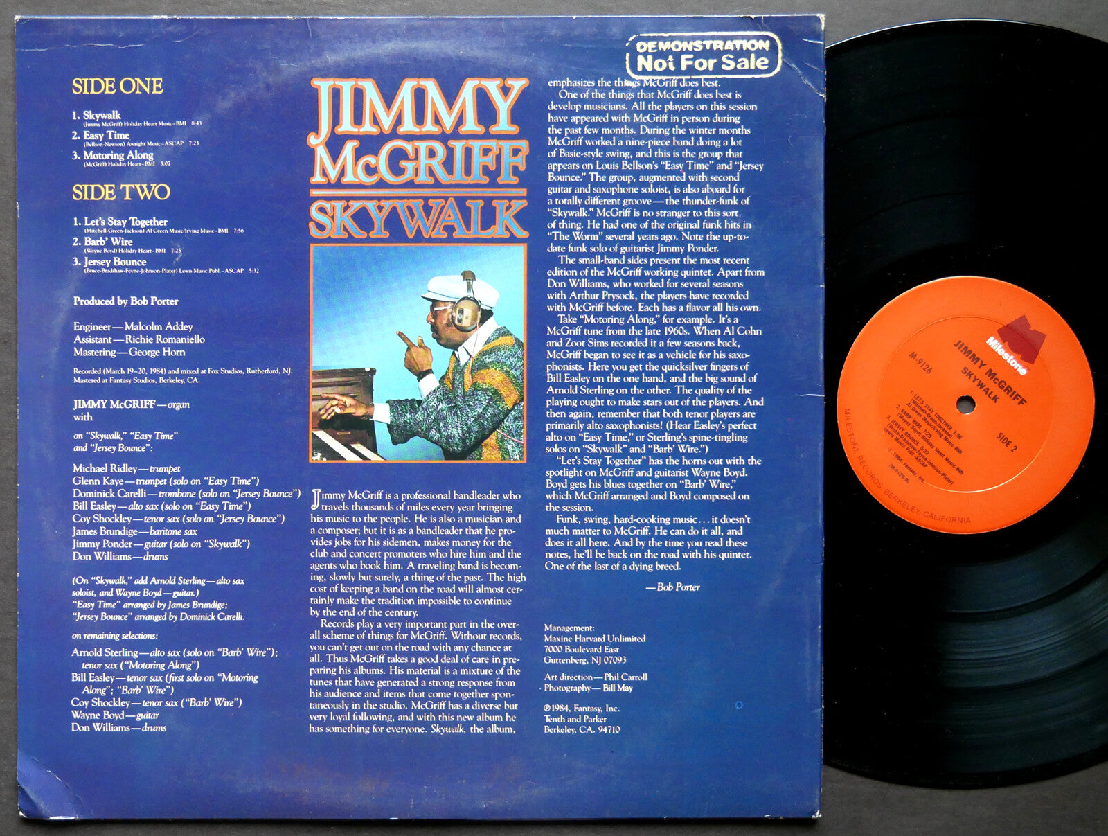 SIGNED by JIMMY MCGRIFF Skywalk LP MILESTONE M-9126 US 1984 JAZZ