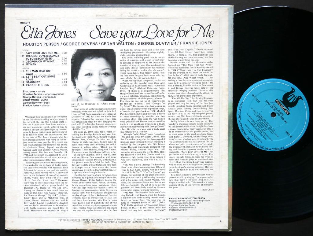 ETTA JONES Save Your Love For Me LP MUSE MR 5214 US 1981 Cedar Walton SIGNED