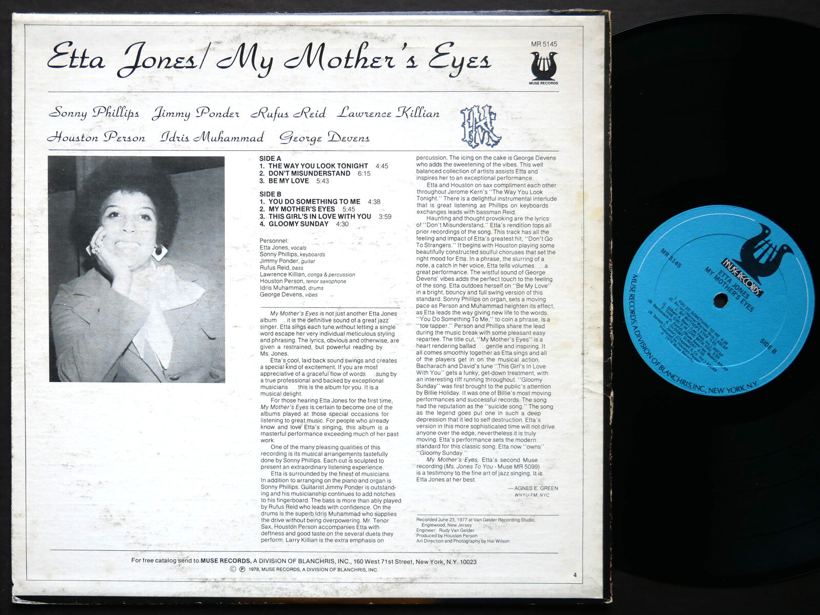 ETTA JONES My Mother's Eyes LP MUSE MR 5145 Idris Muhammad Sonny Phillips SIGNED