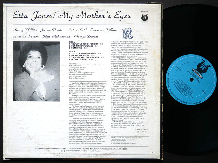 ETTA JONES My Mother's Eyes LP MUSE MR 5145 Idris Muhammad Sonny Phillips SIGNED