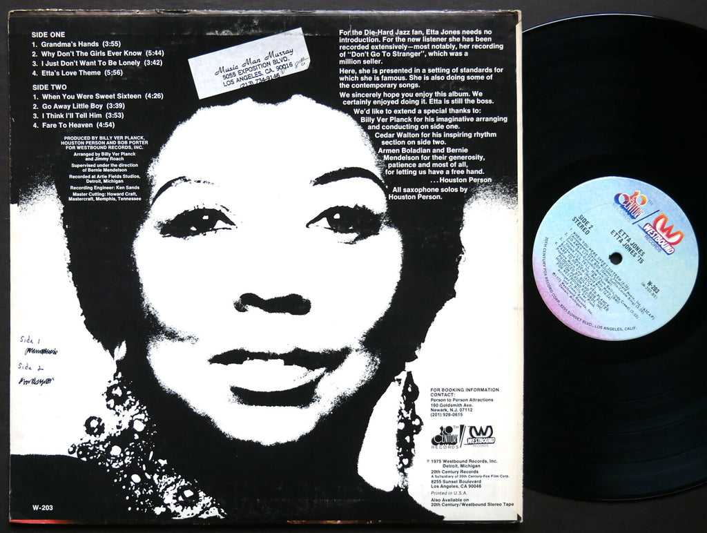 ETTA JONES '75 LP WESTBOUND W-203 US 1975 Cedar Walton Houston Person SINGED