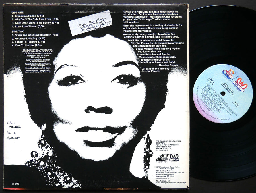 ETTA JONES '75 LP WESTBOUND W-203 US 1975 Cedar Walton Houston Person SINGED