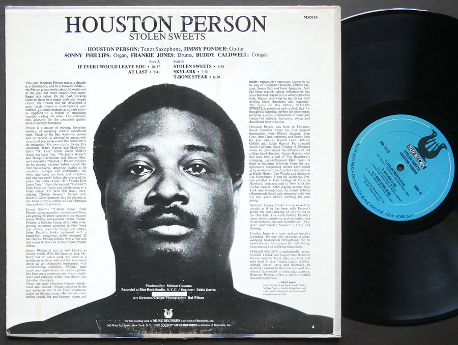 HOUSTON PERSON Stolen Sweets LP MUSE MR5110 US 1977 Sonny Phillips SIGNED
