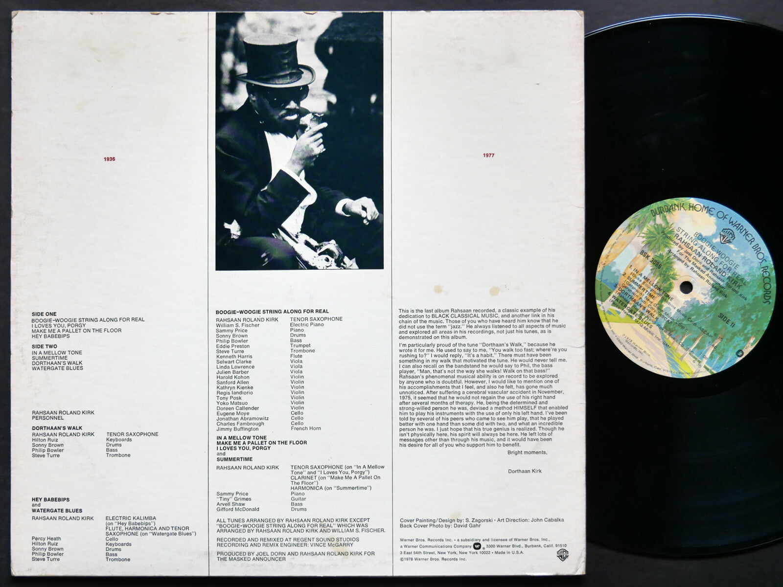 RAHSAAN ROLAND KIRK Boogie-Woogie String Along For Real LP WARNER BROS. BSK 3085