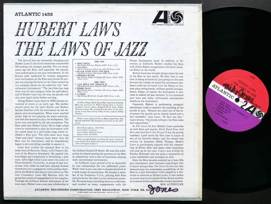 HUBERT LAWS The Laws Of Jazz LP ATLANTIC 1432 US 1964 MONO Richard Davis