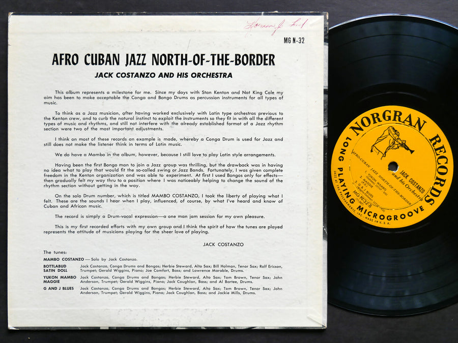 JACK COSTANZO Afro Cuban Jazz North-Of-The-Border 10" LP NORGRAN MG N-32 DG MONO