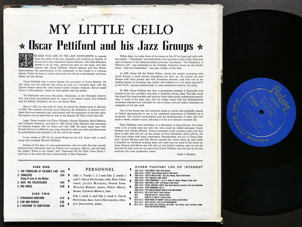 OSCAR PETTIFORD My Little Cello LP FANTASY 86010 DG Charles Mingus Walter Bishop