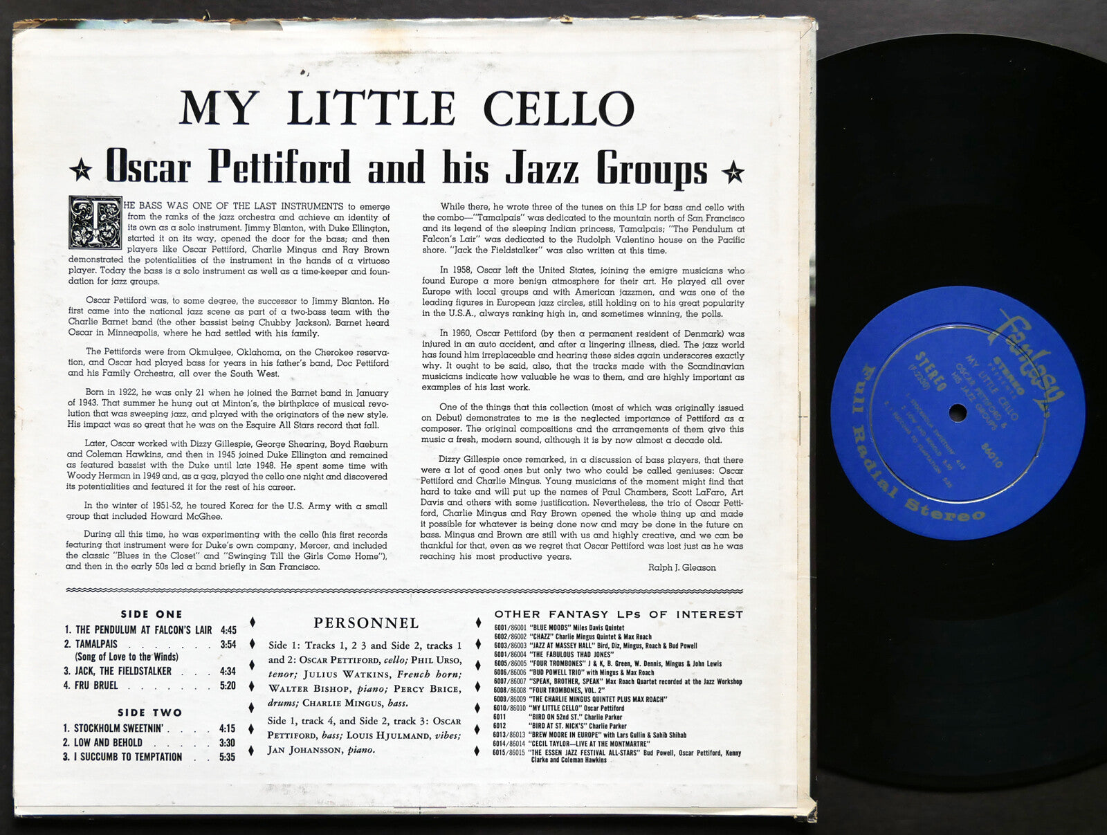 OSCAR PETTIFORD My Little Cello LP FANTASY 86010 DG Charles Mingus Walter Bishop