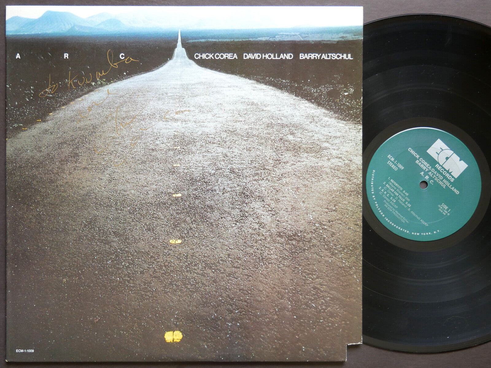 SIGNED by CHICK COREA DAVID HOLLAND BARRY ALTSCHUL A. R. C. LP ECM 1-1009 JAZZ