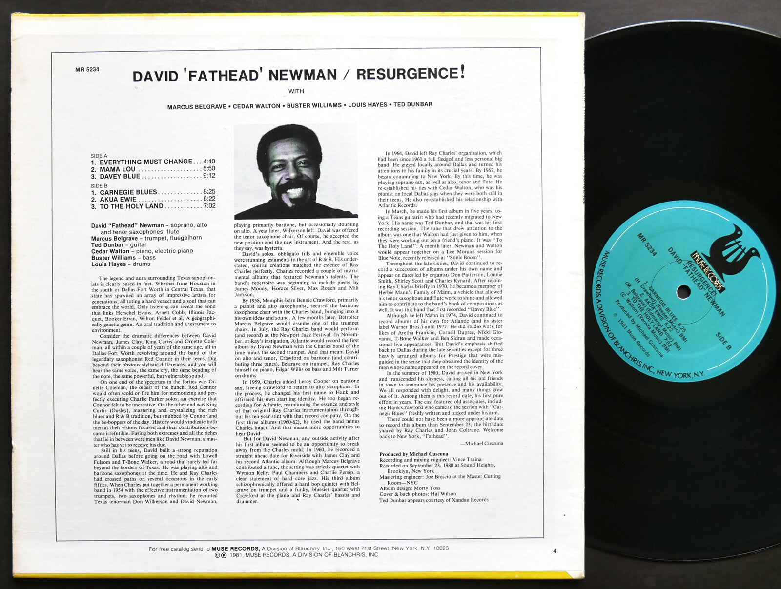 SIGNED by DAVID FATHEAD NEWMAN Resurgence! LP MUSE RECORDS MR 5234 US 1981