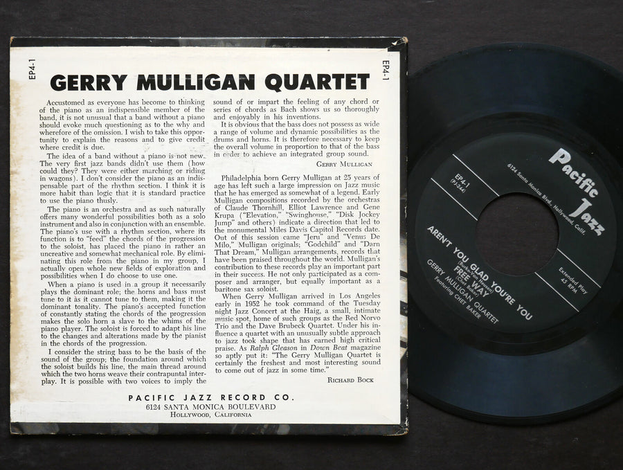 GERRY MULLIGAN Quartet CHET BAKER 7" PACIFIC JAZZ RECORDS EP4-1 US 1952 45 RPM