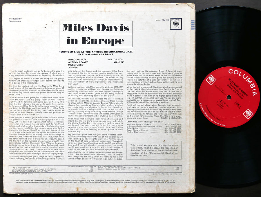 MILES DAVIS In Europe LP COLUMBIA CL2183 2EYE MONO Herbie Hancock George Coleman