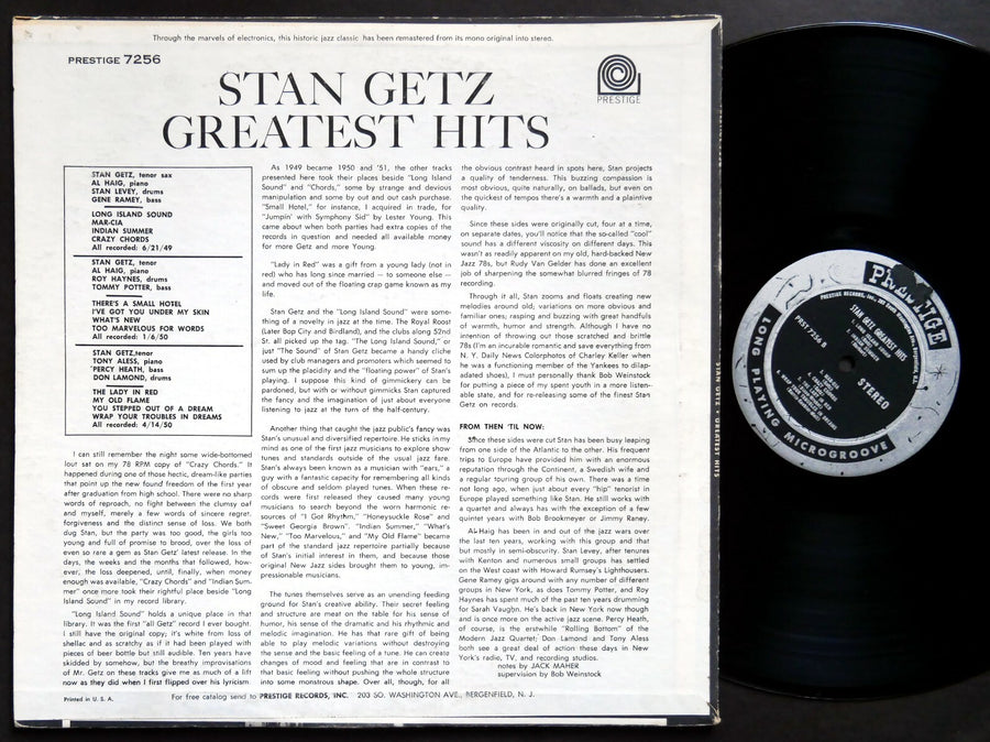 STAN GETZ Greatest Hits LP PRESTIGE PRST 7256 US 1963 Roy Haynes Percy Heath