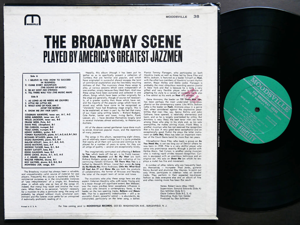 TOMMY FLANAGAN COLEMAN HAWKINS The Broadway Scene LP MOODSVILLE MVLP 38 RVG MONO