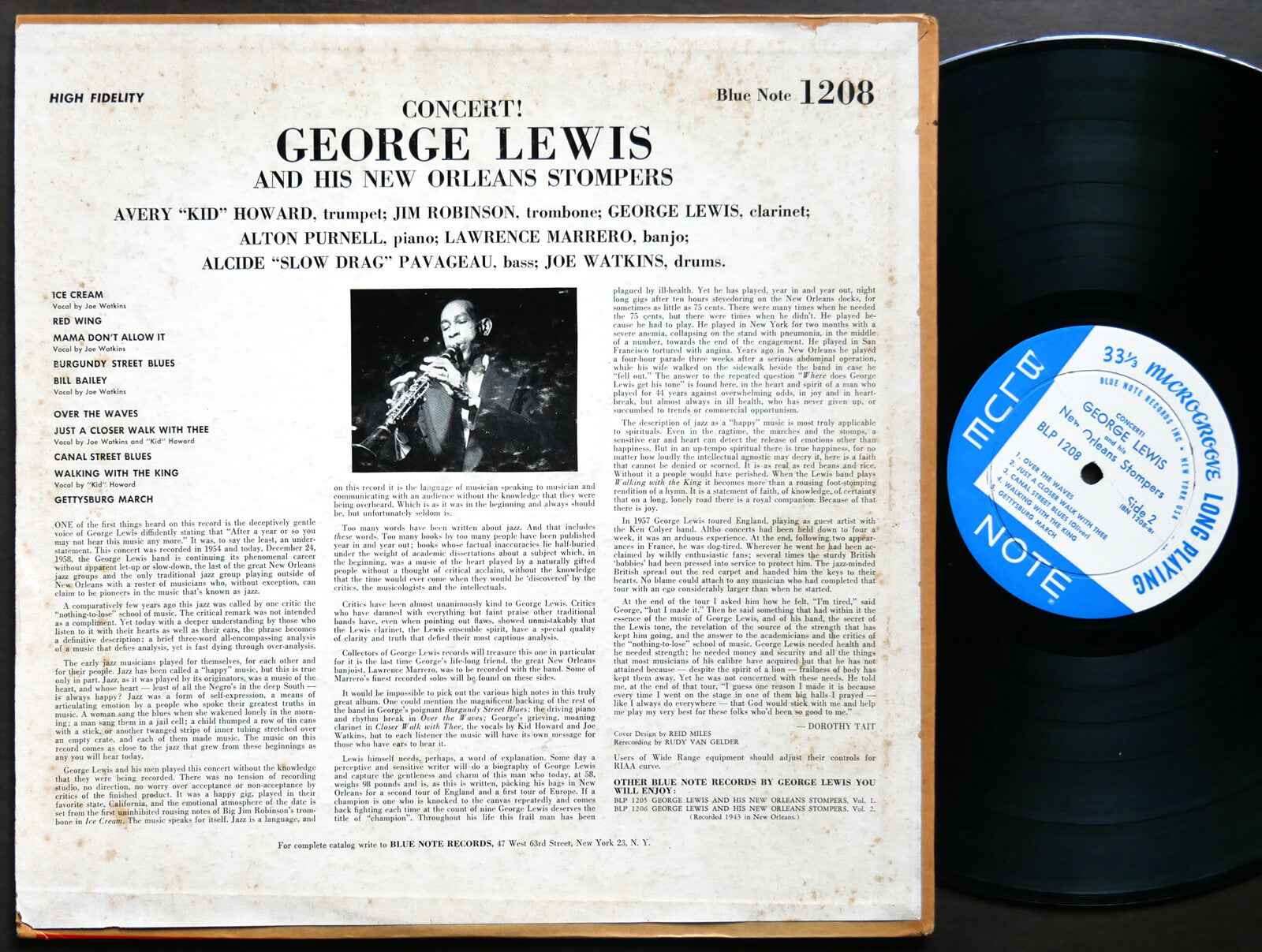 GEORGE LEWIS And His New Orleans Stompers Concert! LP BLUE NOTE 1208 NY EAR MONO