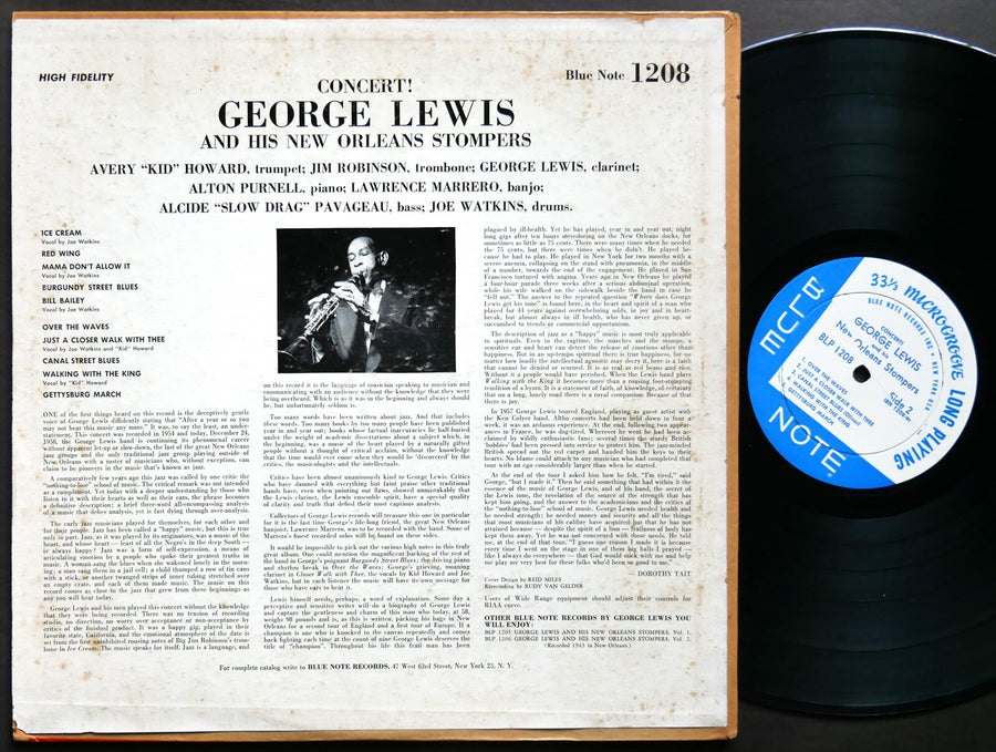 GEORGE LEWIS And His New Orleans Stompers Concert! LP BLUE NOTE 1208 NY EAR MONO