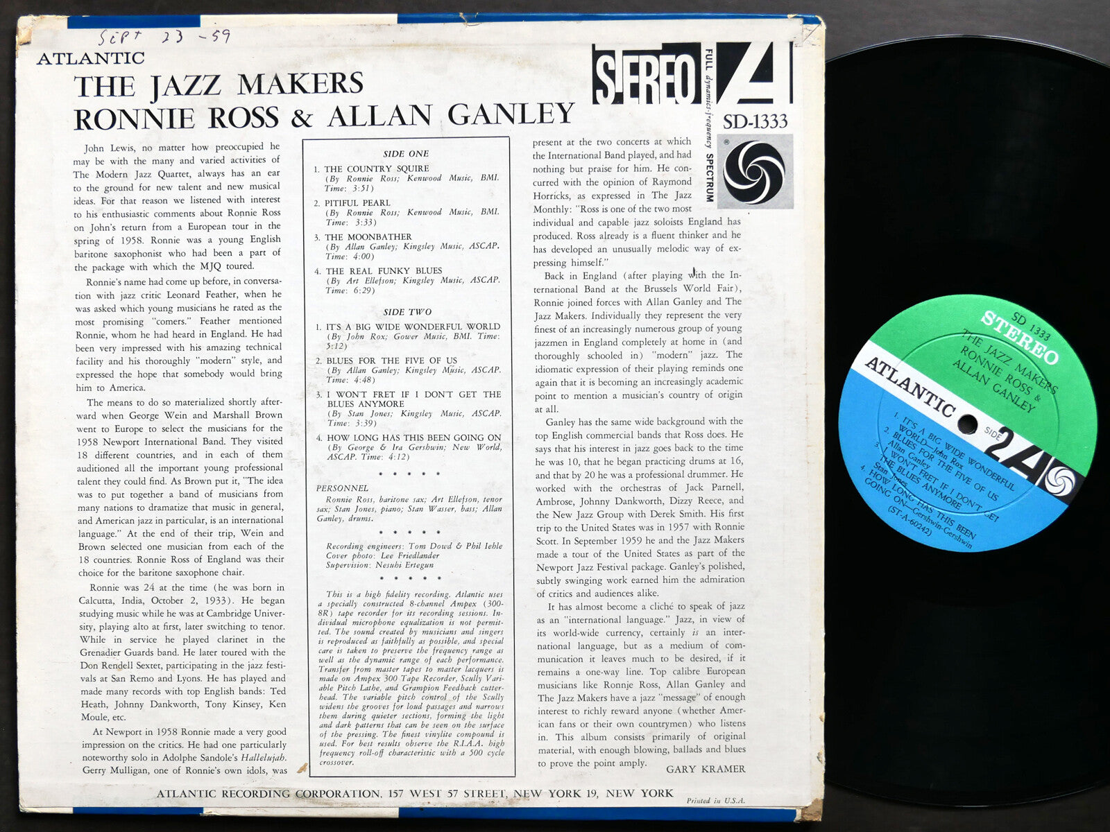 RONNIE ROSS & ALLAN GANLEY The Jazz Makers LP ATLANTIC SD 1333 US 1960 JAZZ ST