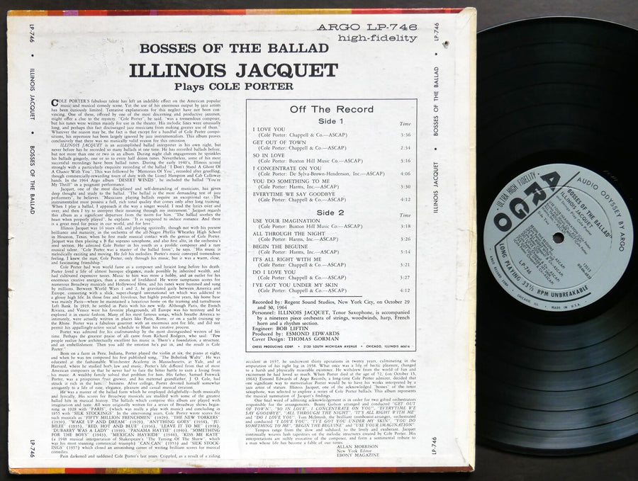 ILLINOIS JACQUET Bosses Of The Ballad LP ARGO LP-746 US 1964 JAZZ DG MONO