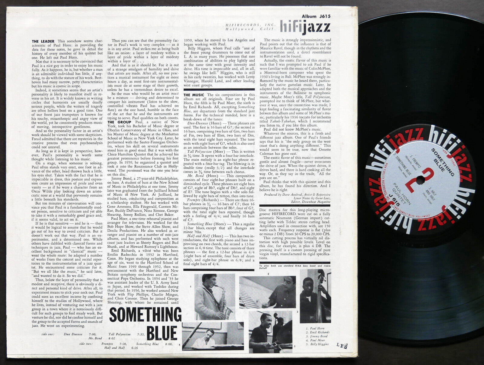 PAUL HORN Quintet Something Blue LP HIFI JAZZ SJ-615 US 1960 MONO David Axelrod