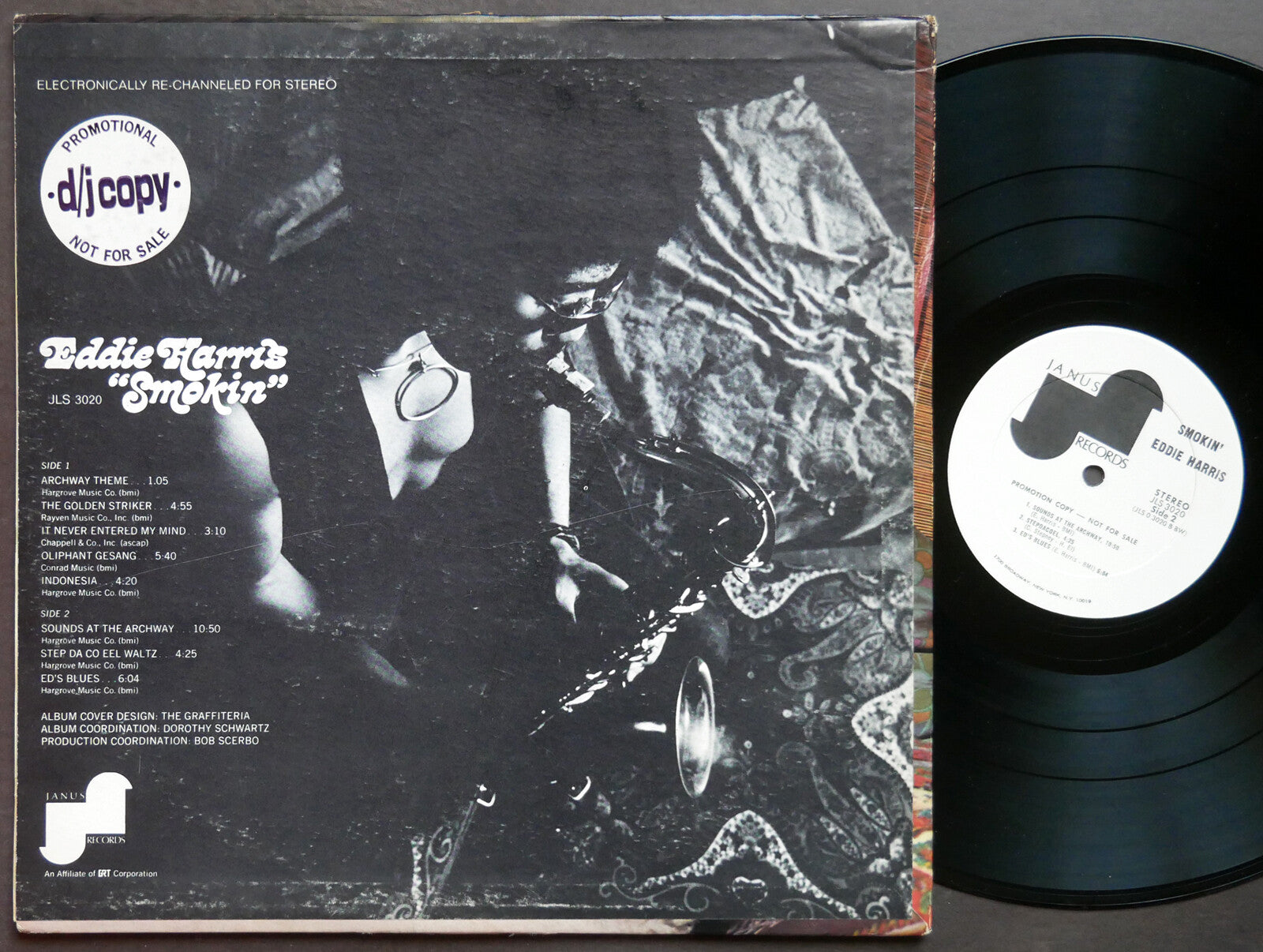 EDDIE HARRIS Smokin LP JANUS RECORDS JLS 3020 US 1970 JAZZ PROMO VG+