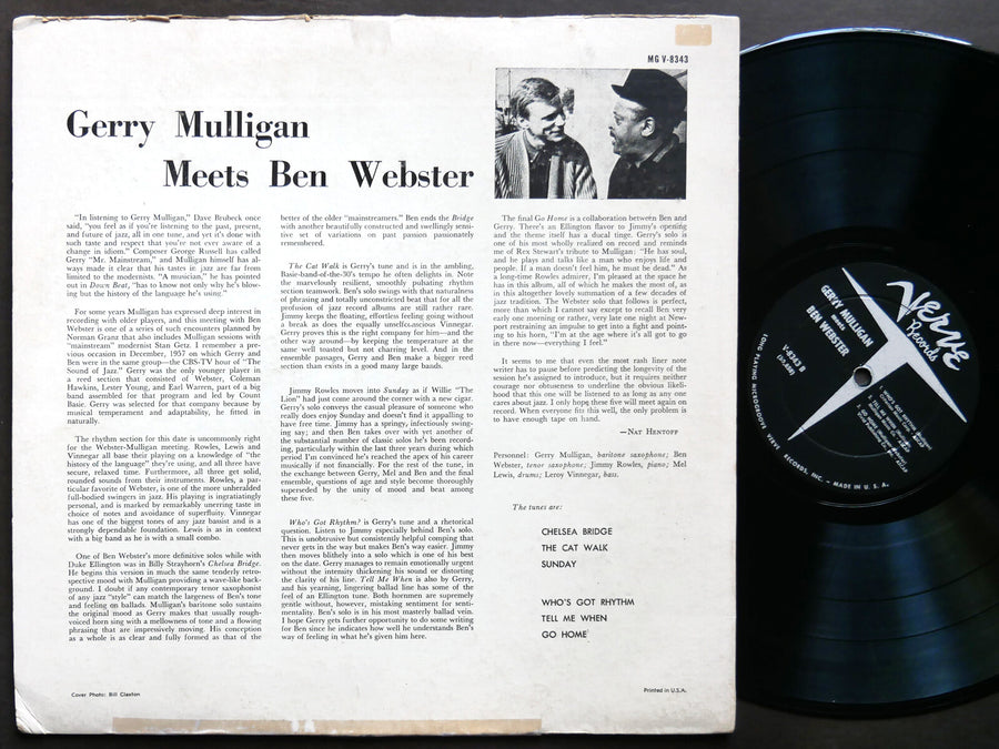 GERRY MULLIGAN Meets BEN WEBSTER LP VERVE RECORDS MG V-8343 US 1960 DG MONO