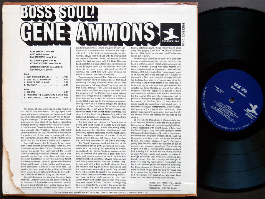 GENE AMMONS Boss Soul! LP PRESTIGE PRT 7445 RVG Ray Barretto Walter Bishop Jr.