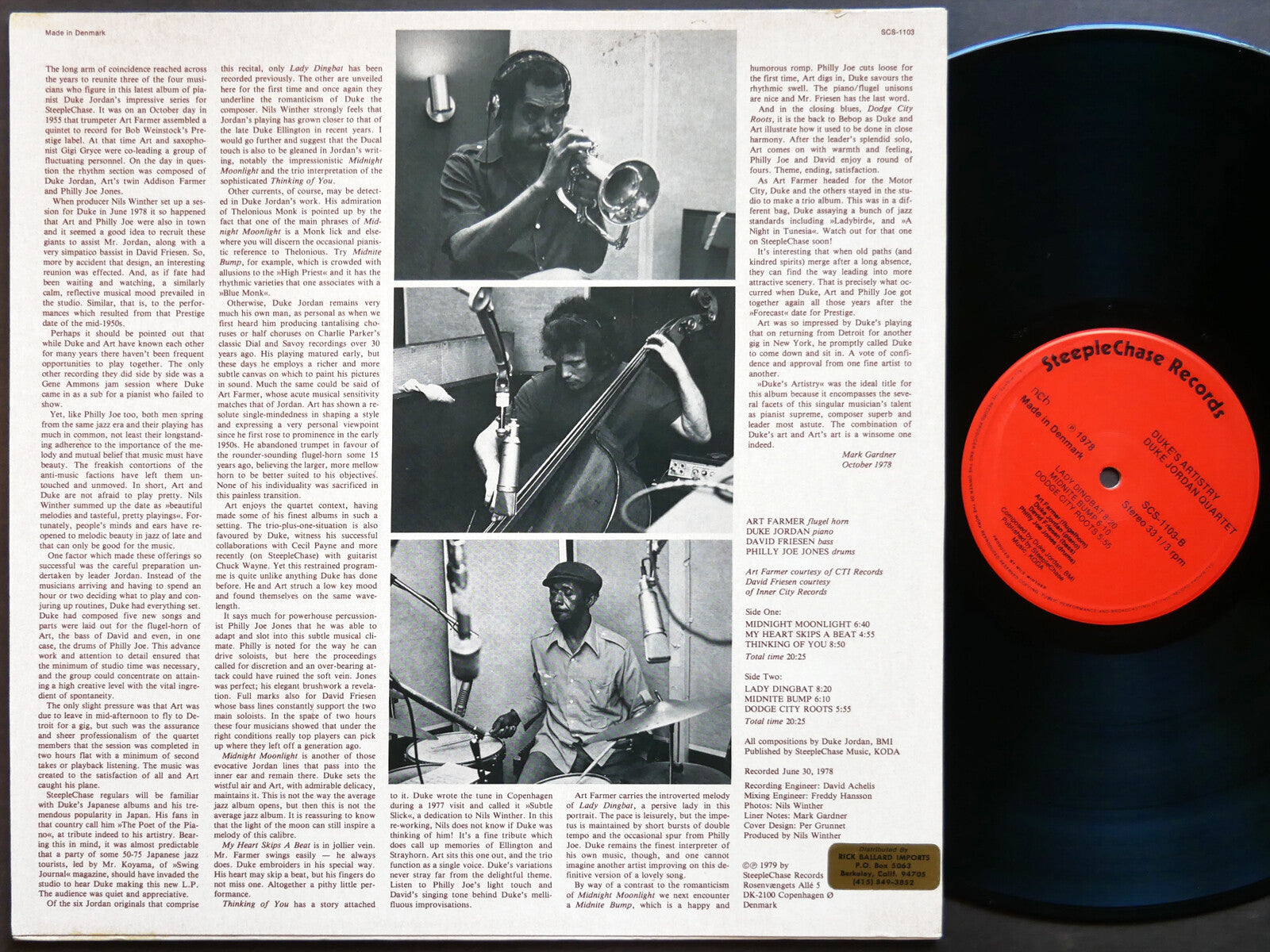 DUKE JORDAN Duke's Artistry LP STEEPLECHASE SCS-1103 DENMARK 1978 Art Farmer NM