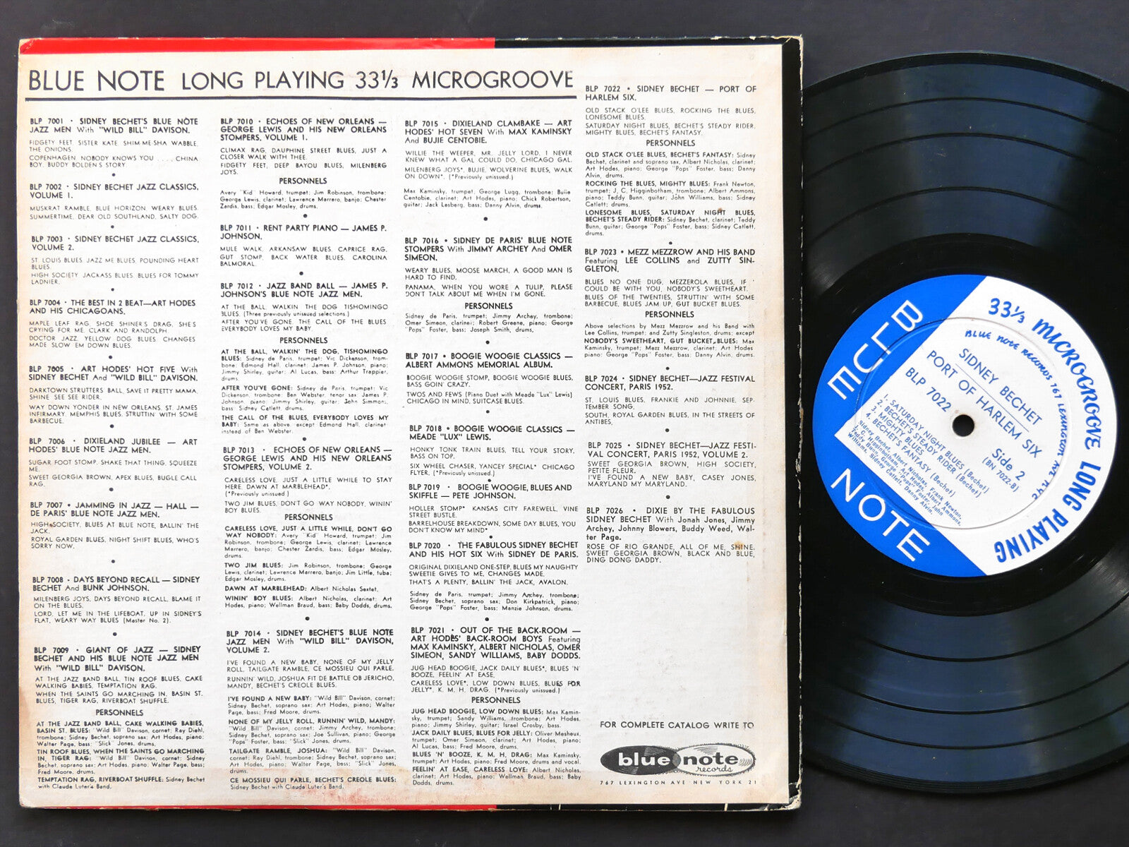 SIDNEY BECHET Port Of Harlem Six 10" LP BLUE NOTE BLP 7022 US 1952 LEX EAR MONO