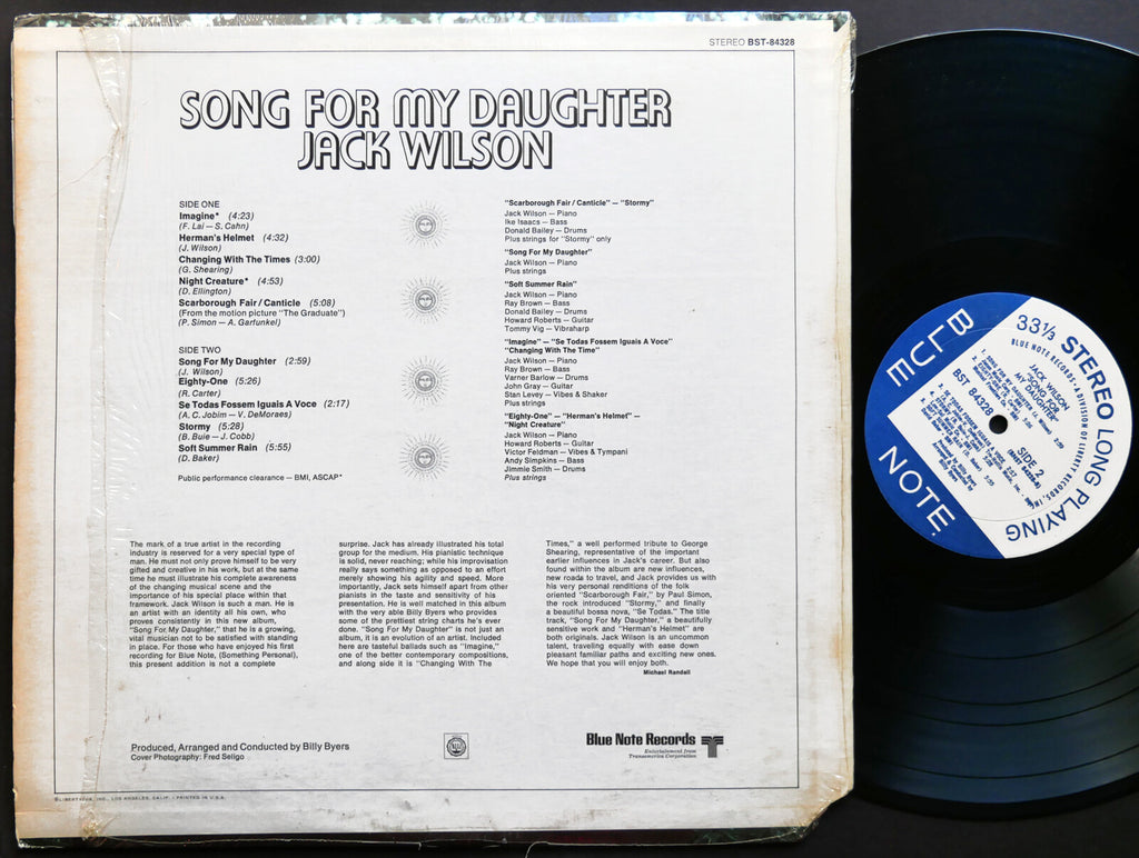 JACK WILSON Song For My Daughter LP BLUE NOTE BST 84328 US 1969 Victor Feldman