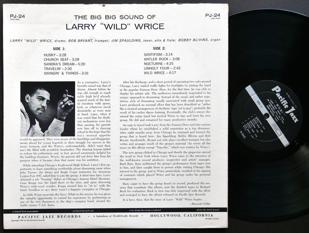 LARRY WILD WRICE Wild! The Big Big Sound LP PACIFIC JAZZ PJ-24 US 1961 DG MONO
