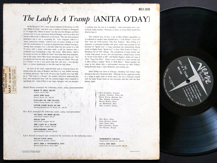 ANITA O'DAY The Lady Is A Tramp LP VERVE RECORDS MG V-2049 US 1957 JAZZ DG MONO